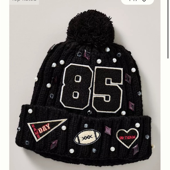 Anthropologie Sporty Patch Embellished Black Beanie main image 4